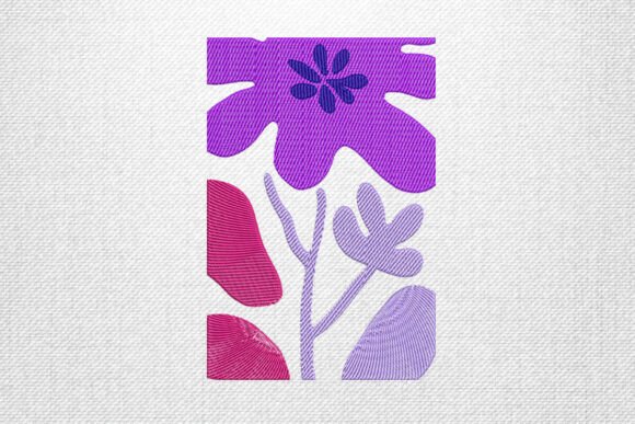 Abstract Purple Floral Embroidery Art