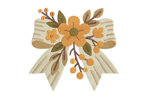 Autumn Floral Bow Embroidery