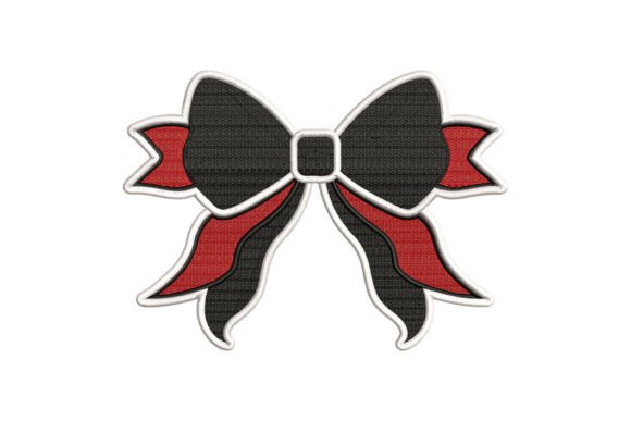 Black and Red Bow Embroidery Design