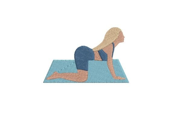 Cat-Cow Yoga Pose Embroidery Design