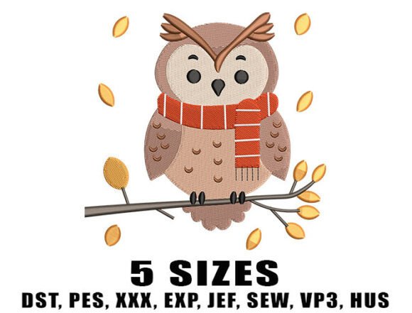 Cozy Autumn Owl Embroidery Design