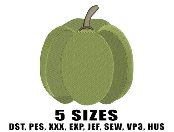 Cute Green Pumpkin Embroidery Design