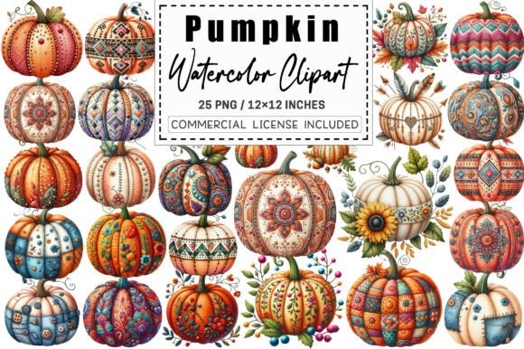 Faux Embroidery Fall Pumpkin Clipart
