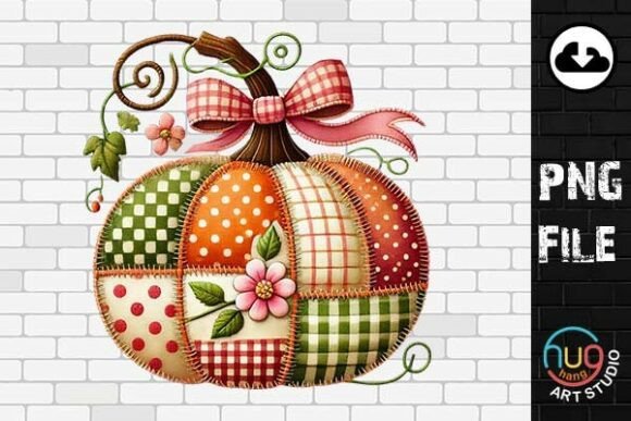 Faux Embroidery Fall Pumpkin PNG, Fall