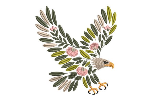 Floral Eagle Embroidery Design