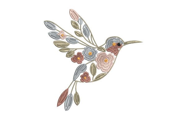 Floral Hummingbird Embroidery