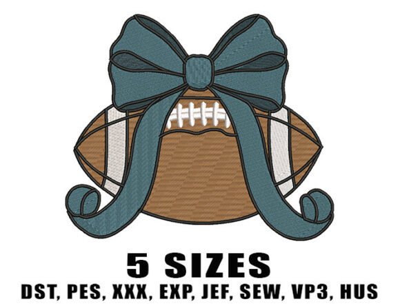 Football Bow Embroidery Design
