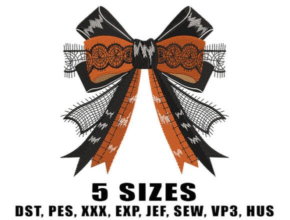 Halloween Black Orange Embroidery Design