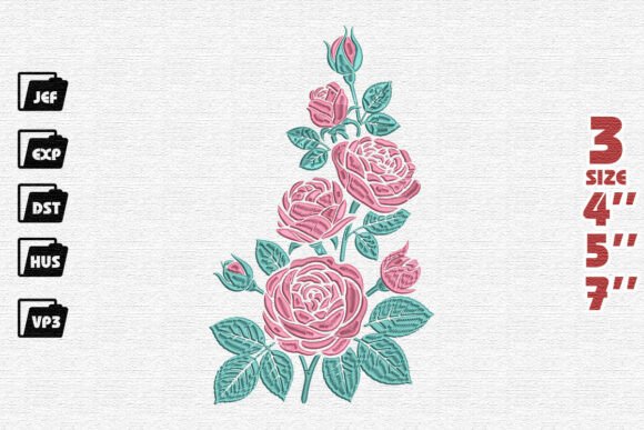 Layered Rose Design Embroidery