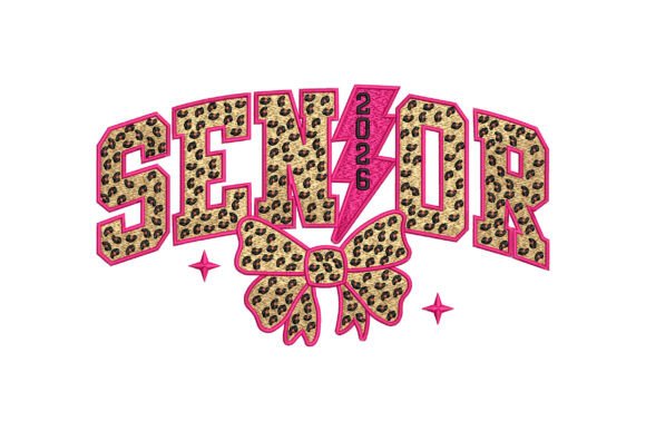 Leopard Bow Senior 2026 Embroidery