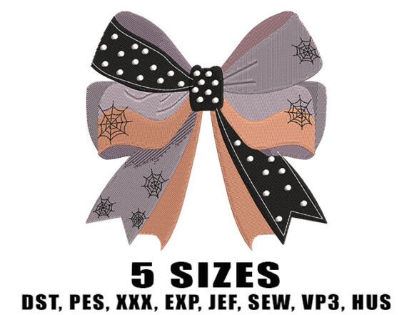 October Spooky Bow Embroidery Design