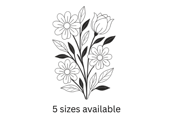 Outline Floral Embroidery Design
