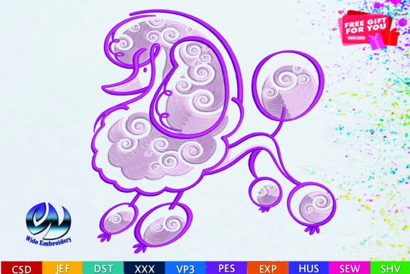 Poodle Embroidery Design, 10 Formats