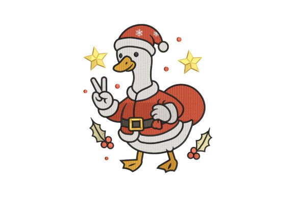 Santa Goose Embroidery: A Charming Holiday Stitch