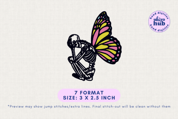 Skulls Skeleton Butterflies Embroidery
