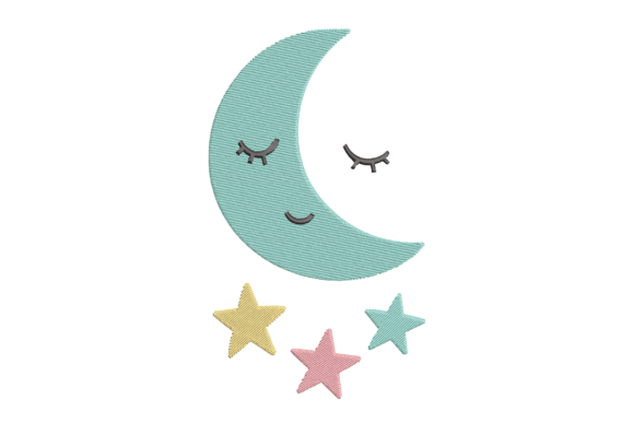 Sleeping Moon and Stars Embroidery