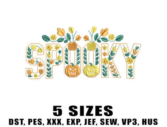 Spooky Floral Embroidery Design