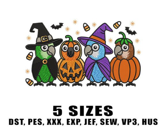 Spooky Parrot Embroidery Design