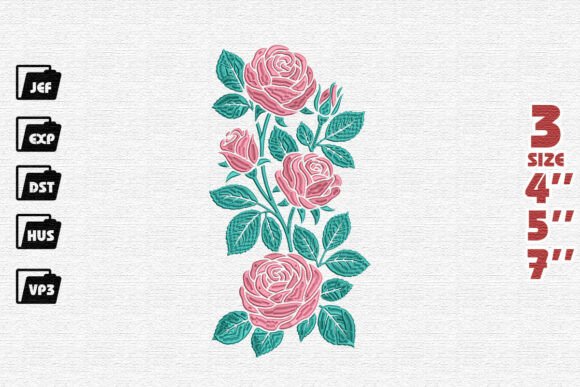 Tall Rose Cluster Embroidery